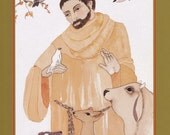 SAINT FRANCIS of ASSISI  greeting card watercolor spiritual saints and sages