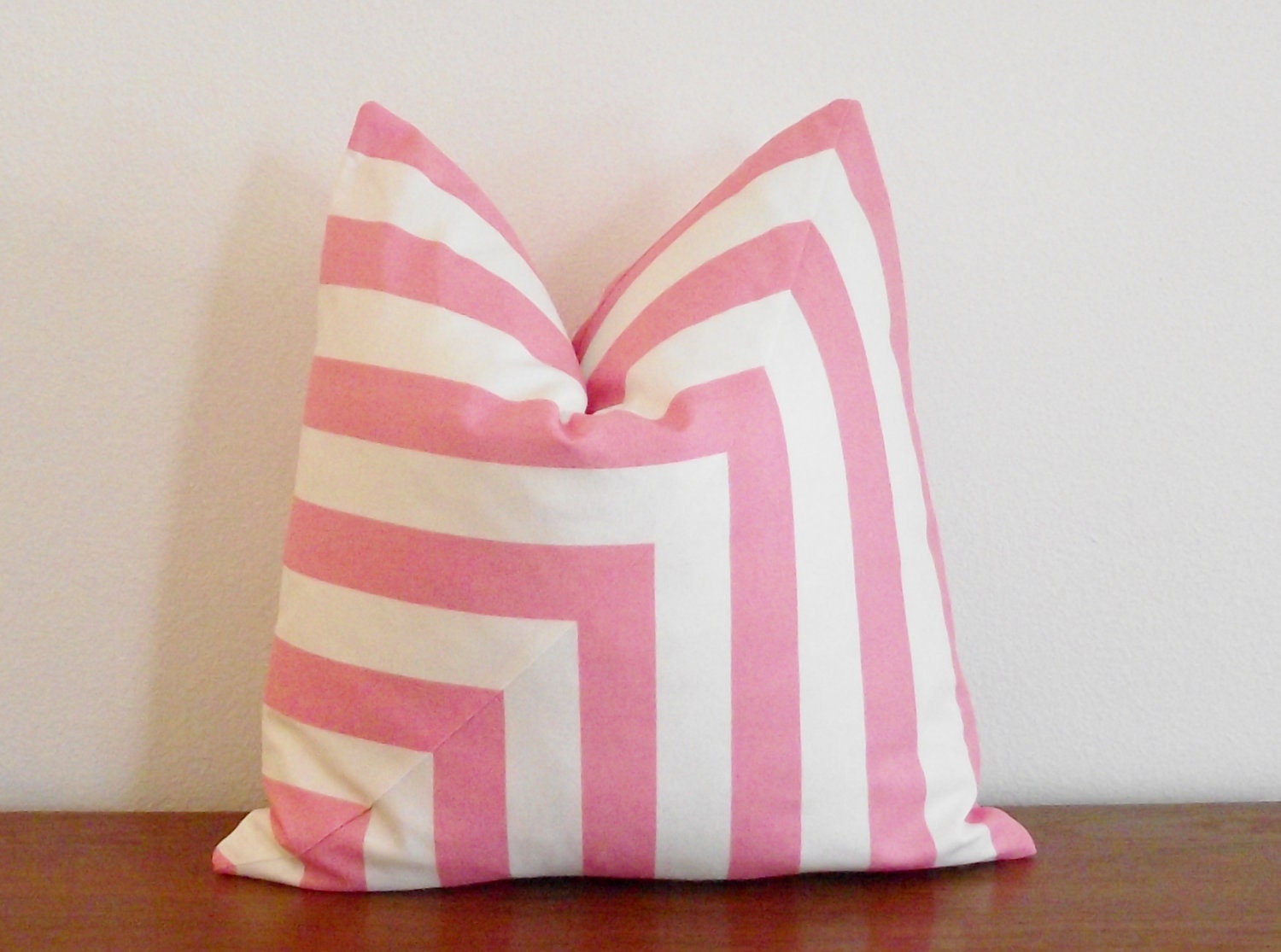 Pink Stripes Decorative Pillow Cover- Pink and White- Stripes- 18x18"