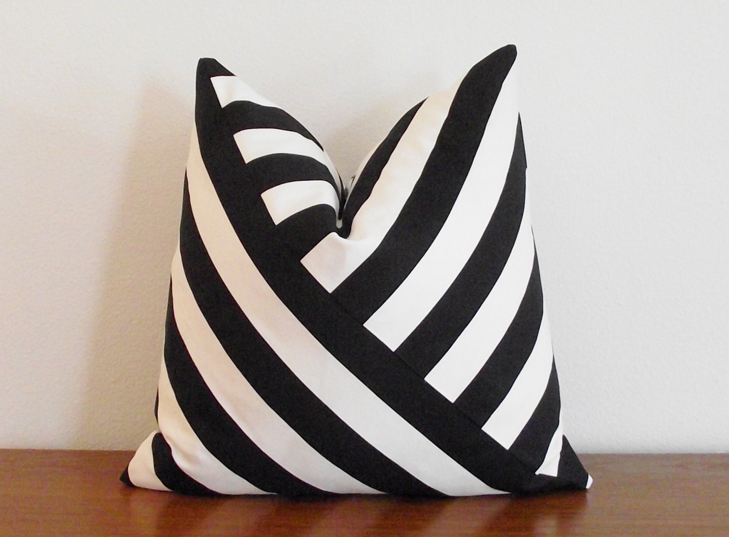Decorative Pillow Cover- Black and White- Stripes- 18x18"