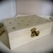Patterned Cream Vintage Jewelry Box with Red Lining