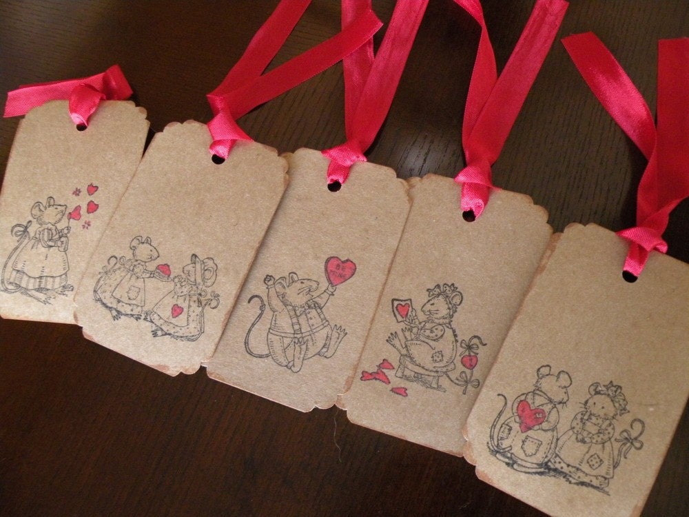 Gift Tags Valentine Nice Mice Jumbo Kraft Handmade Gift Tags