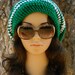 Slouchy Beanie Beret Tam Boho Urban Stylish Women Teens Men In Green And White