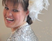 Lily Bridal Headpiece- Ivory Flower and Feather