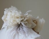 Couture Bridal Wrap- Flower & Feather in Ivory, Caramel and Natural Linen
