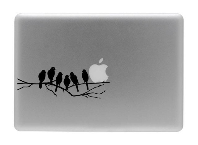 Love Birds on a Limb - Vinyl Decal Sticker for the Macbook or Laptop