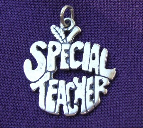 Valentine for SPECIAL TEACHER Sterling Charm APPLE Shape