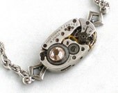 Steampunk -  Mini Wings WATCH MOVEMENT Choker Necklace - Ruby Jewels - Neo Victorain - Vintage - Piece By GlazedBlackCherry