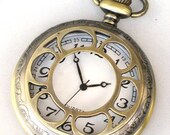 Steampunk - VICTORIAN FLOWER Pocket Watch - Large - Necklace - Antique Brass - Neo Victorian - By GlazedBlackCherry