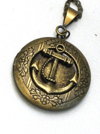 Steampunk - SHIP ANCHOR LOCKET - Necklace - Nautical - Antique Brass - Neo Victorian - By GlazedBlackCherry