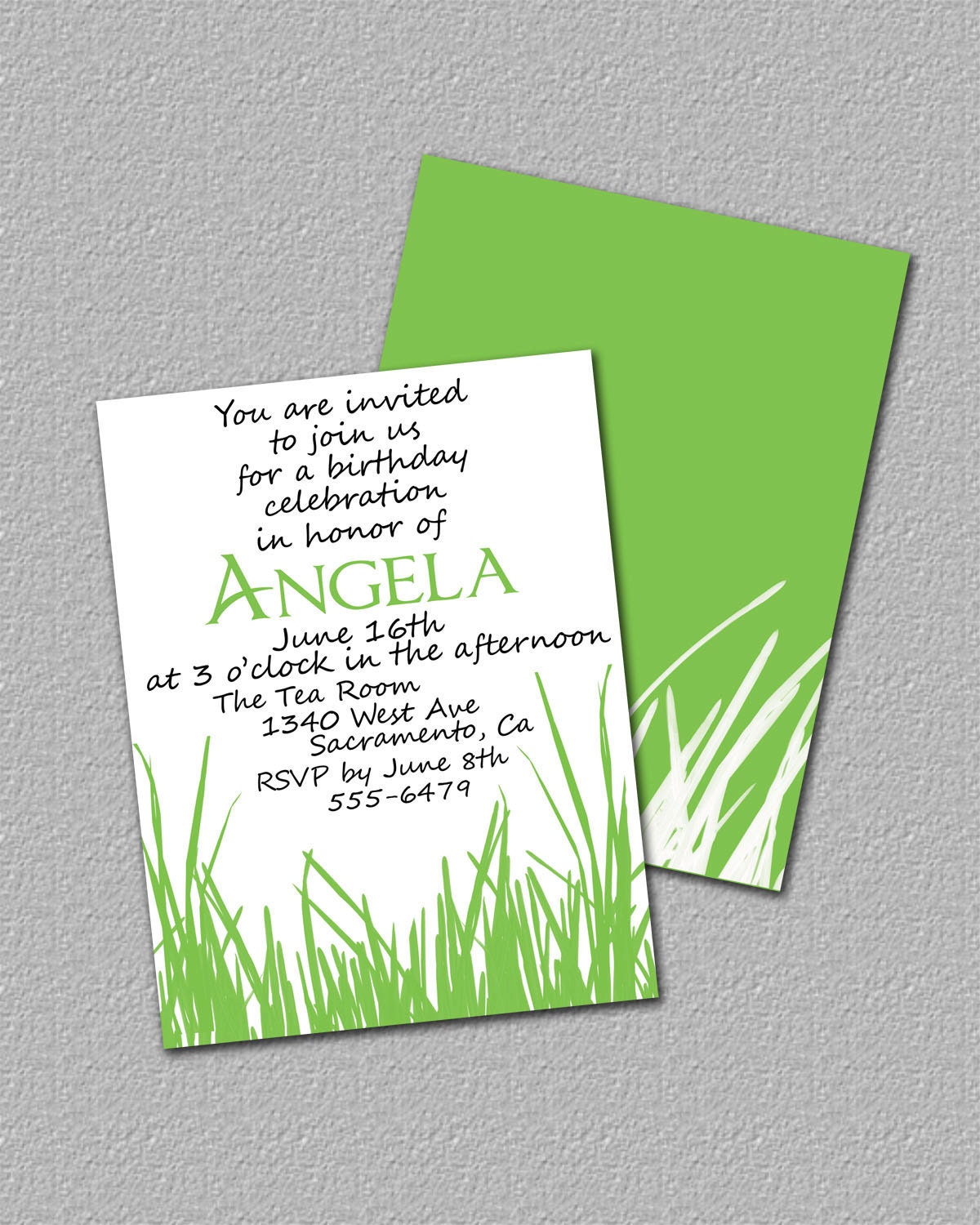 Spring Invitation, Easter Invitation, Green Grass Invitation, Birthday Invitation or Bridal Shower Invitation, Invite