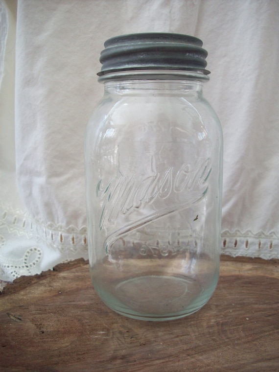 Vintage Mason Jar Quart Size by InspiredTreasureNest on Etsy