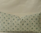 Duralee Geometric 11" x 20"  - Spa Blue and Soft White - Decorative Designer Lumbar Pillow Cover