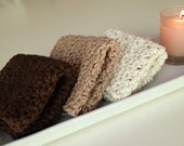 set of three 7" x 7" 100% cotton washcloths/dishcloths (choose your colors)