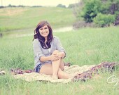 Farm Charm - Picnic in the Pasture Picnic Blanket Throw Afghan - Farmgirl in the Field Meadow