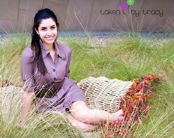 Nature Lover Afghan Throw Handmade Knitted Blanket (Choose Fringe and Blanket Colors) for Outside in the Field Meadow