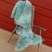 Beach Decor Lap Blanket Throw. Green, White, Aqua Blue Fade Ombre