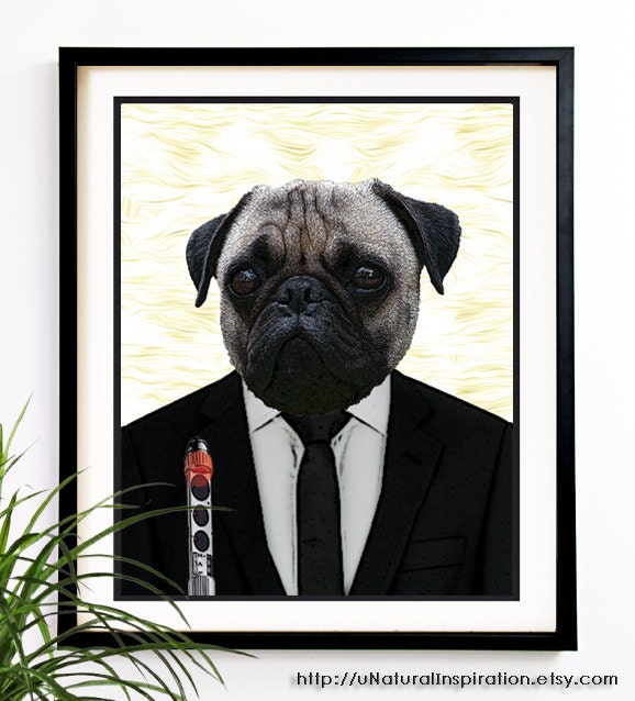 20% OFF Sale Dog Art Print Dog in black with neuralyzer Art dog portrait print dog art print (1041)