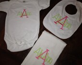 3 Piece Baby Gift Set... Onesie, Burp Cloth and Bib
