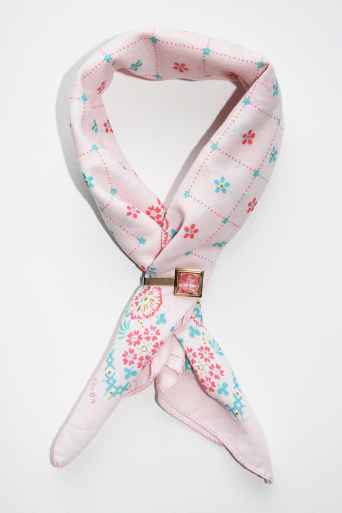 Nichols Pink Floral Neckerchief and Clip