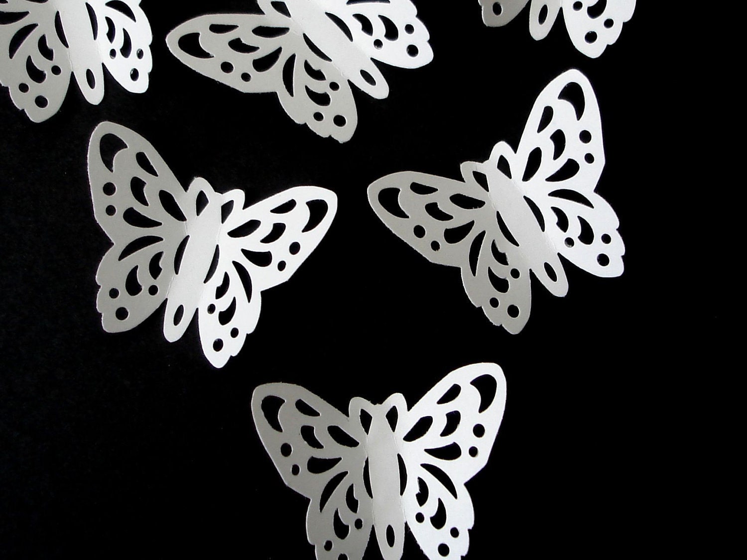 50 Wedding White Silhouette Butterfly die cuts punch confetti embellishments - No665