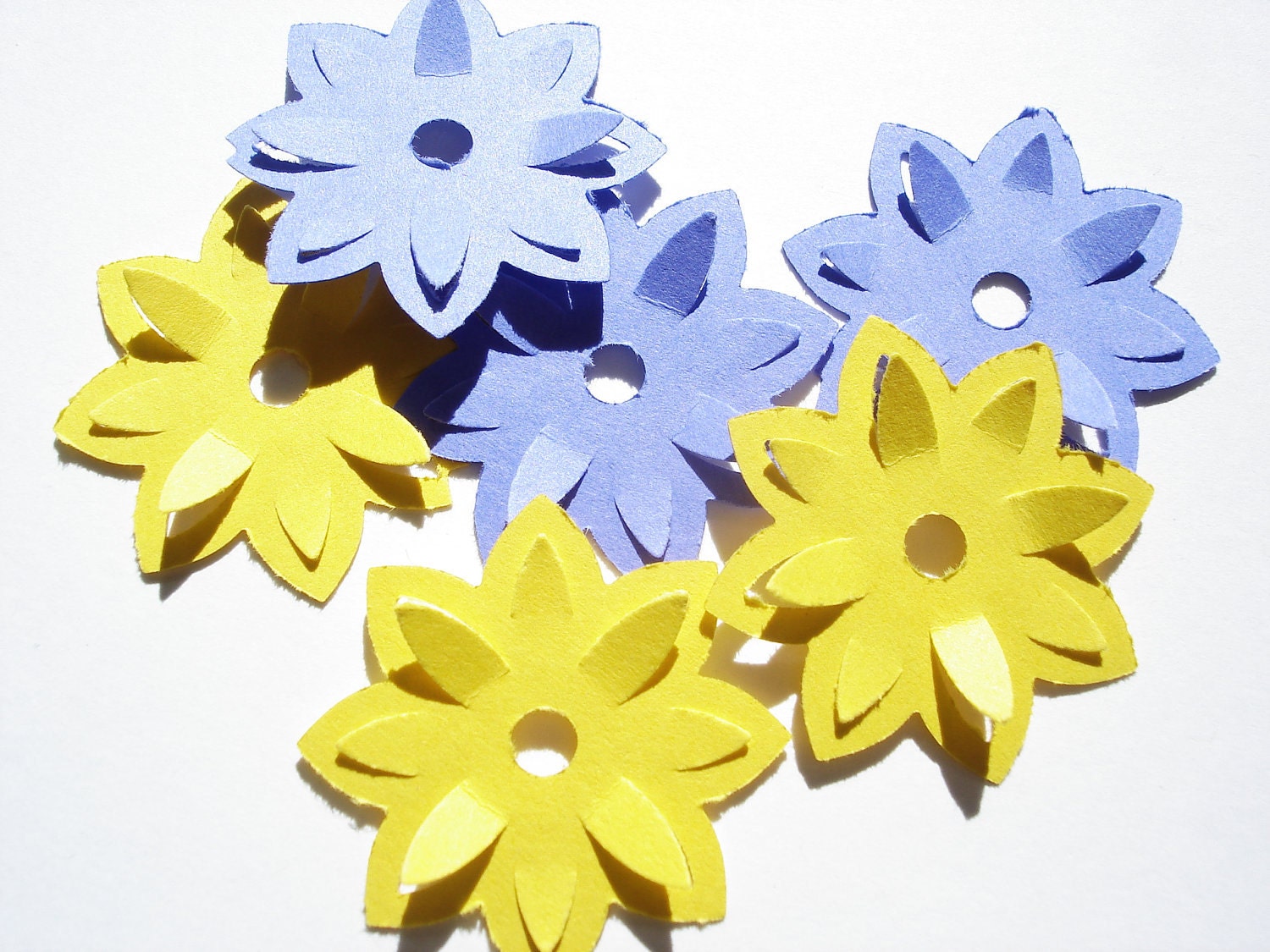 50 Yellow Blue Water Lily punch die cut cut out confetti scrapbooking embellishments - No488
