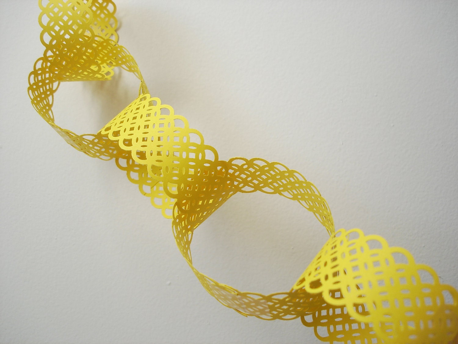 Solar Bright Yellow Lace Paper Chain Garland Kit - 9 feet - wedding, showers, birthday party, holidays - NoG1