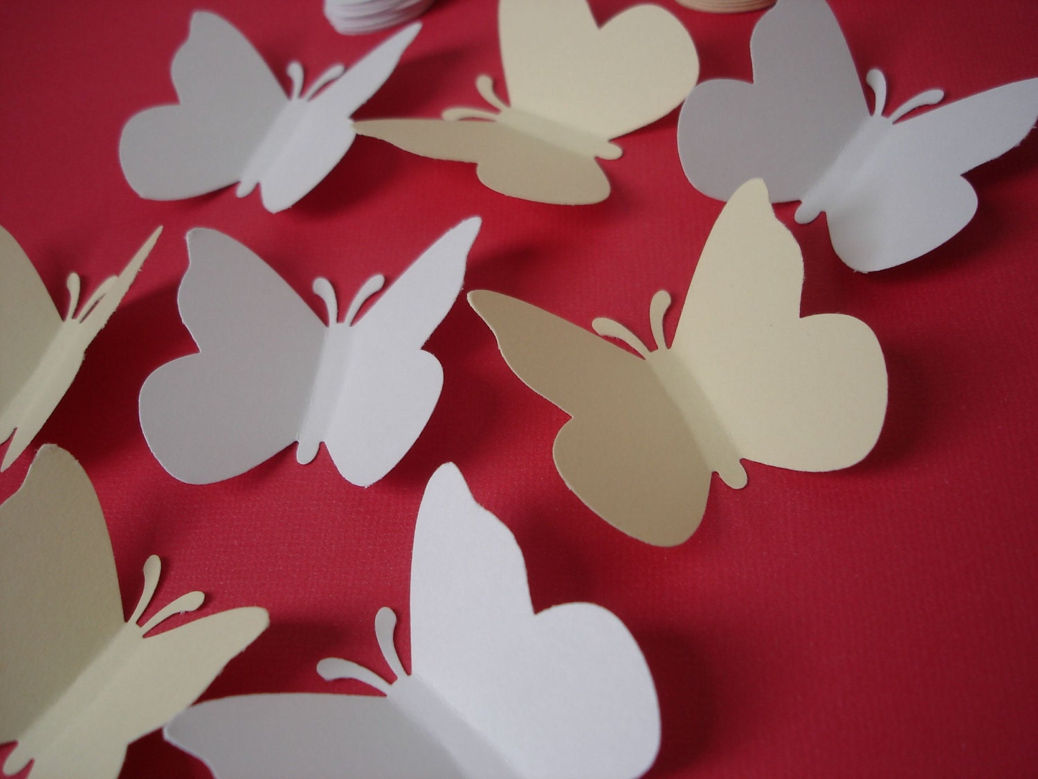 50 Large white beige butterfly punch die cut confetti cutout scrapbooking embellishments - No578