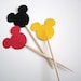 24 Decorative Red Black Yellow Mickey Mouse party picks, toothpicks, food picks, cupcake toppers - No720