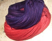 Grape Vermillion Hand Dyed Superwash Merino Wool, Nylon Sock Yarn - AnnieandElmo