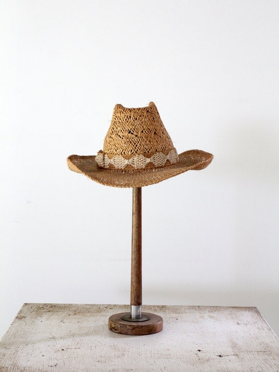 1970s Vintage Cowboy Hat // Western Woven