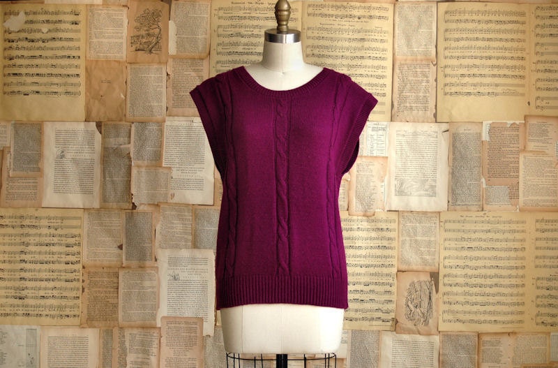 vintage 80s cable knit sweater m