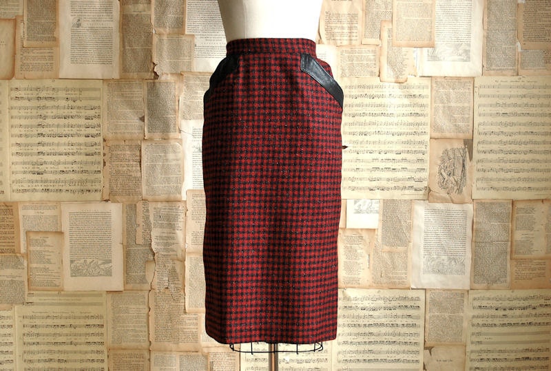 vintage brick houndstooth wiggle skirt m