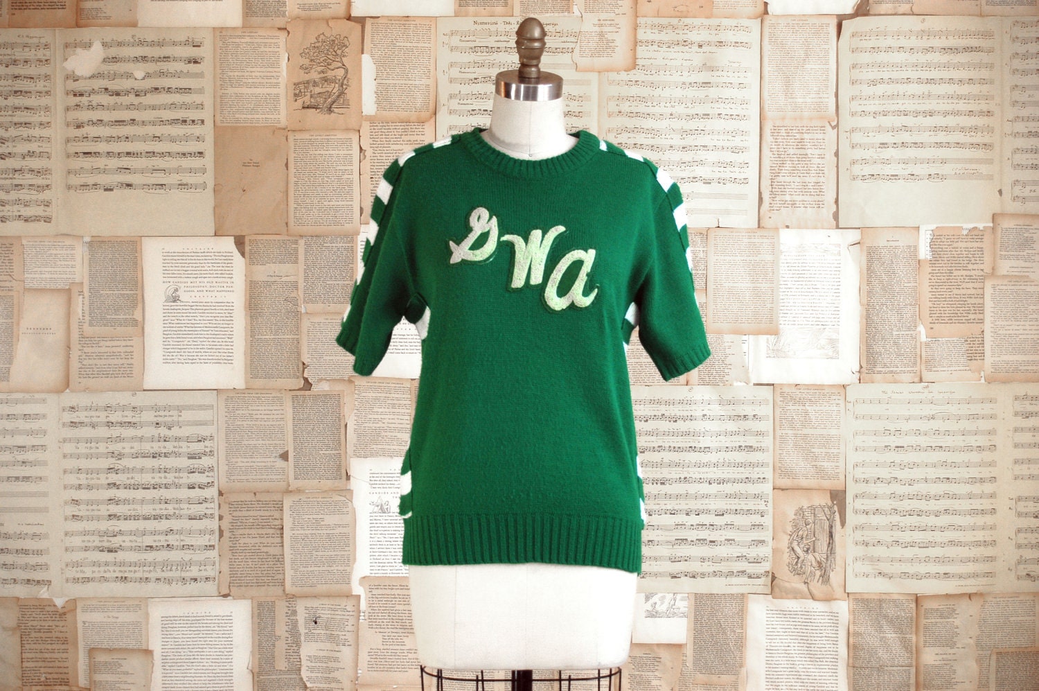 vintage 60s kelly cheerleader sweater m