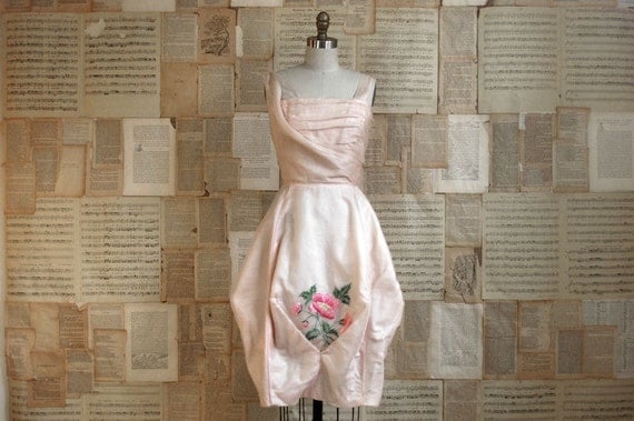 vintage 50s pink silk organza dress