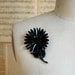 vintage 60s black enamel flower brooch