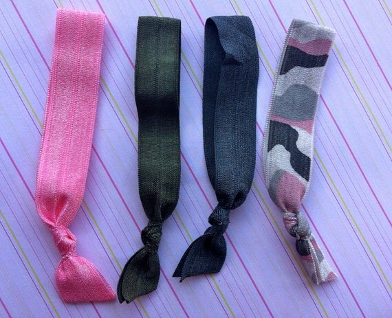 Grey and Pink Camouflage Collection Elastic Hair Ties