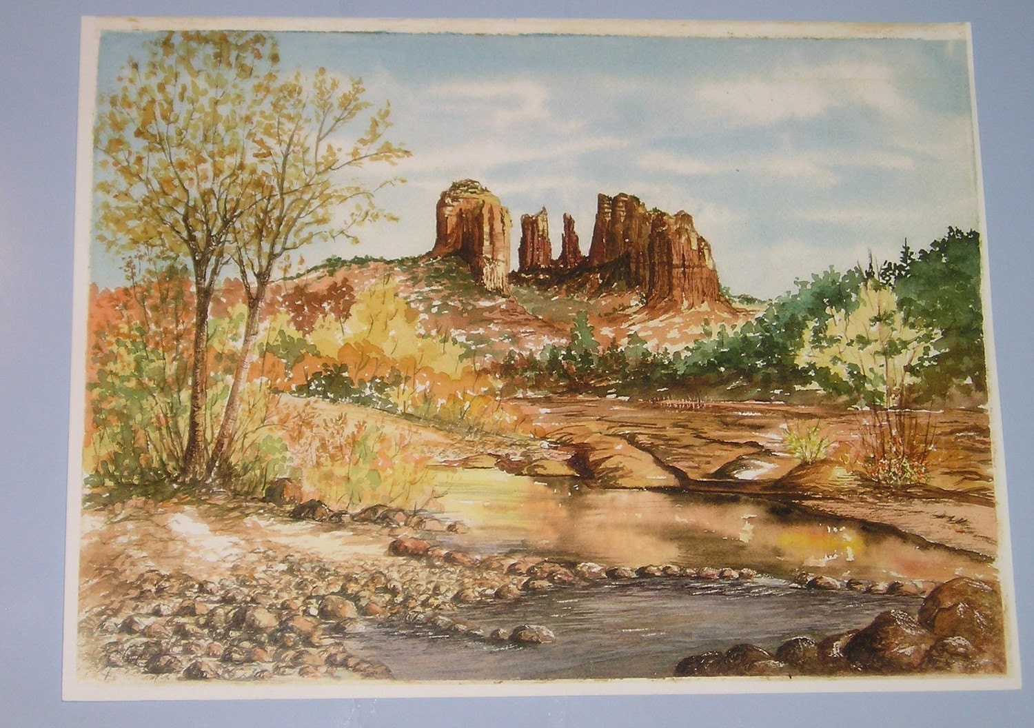 Red Rocks Arizona Watercolor Print by Carla Garloff