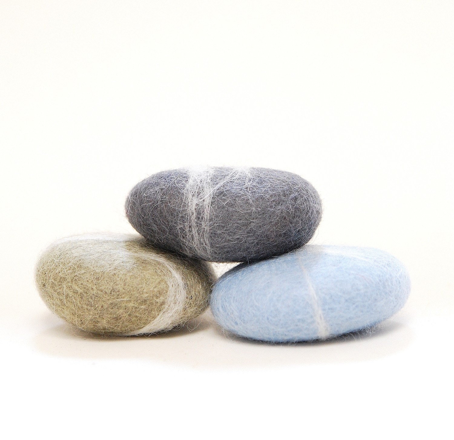 Felted Stones - ice blue grey gray rocks nature eco friendly - feltjar