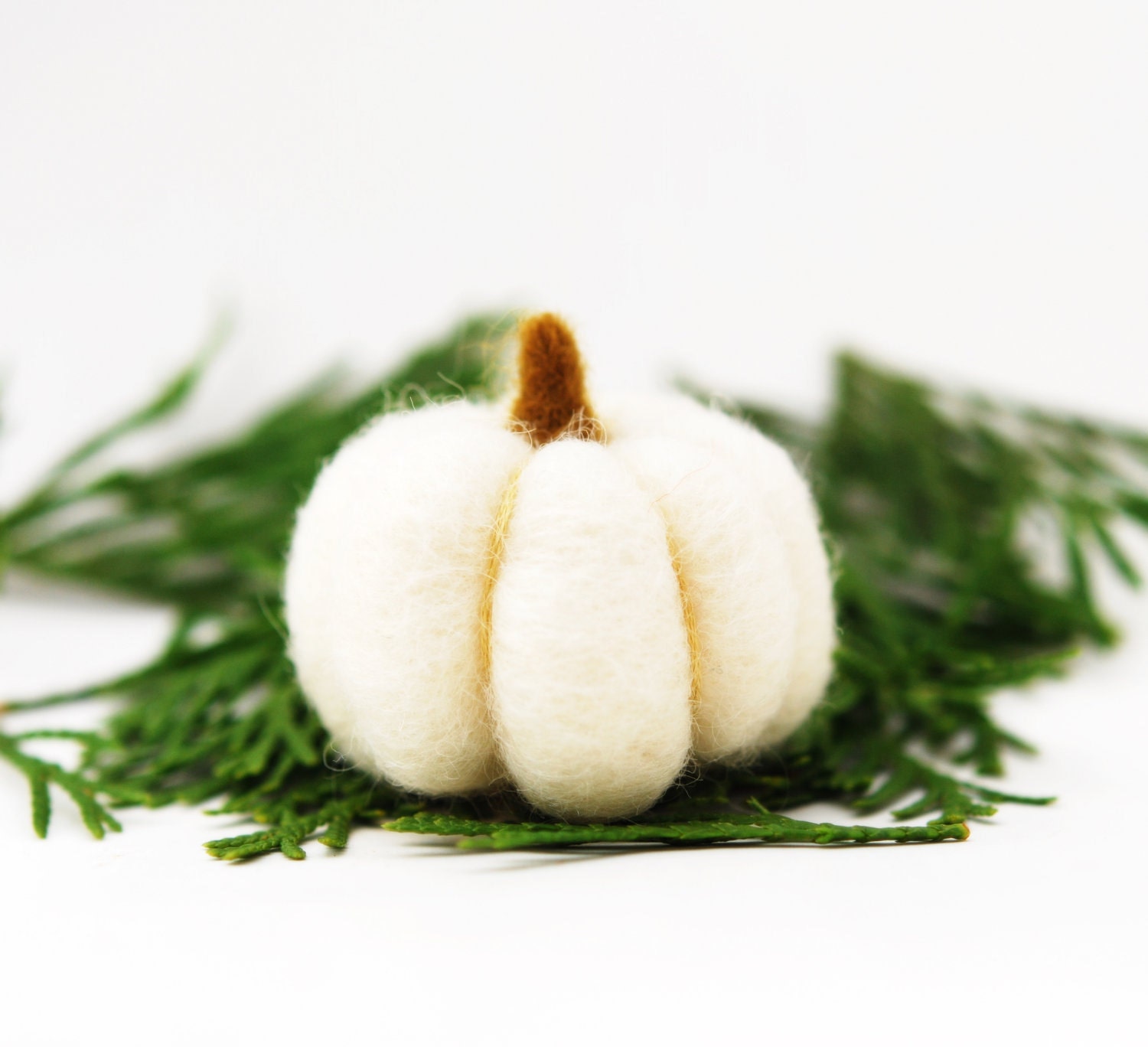 Needle Felted Pumpkin christmas thanksgiving white wool autumn fall winter decor