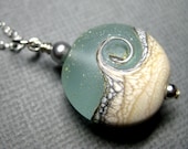 Ocean necklace, Ocean wave aqua pendant necklace, Sterling silver, Handmade jewelry - JewelrybyDorothy