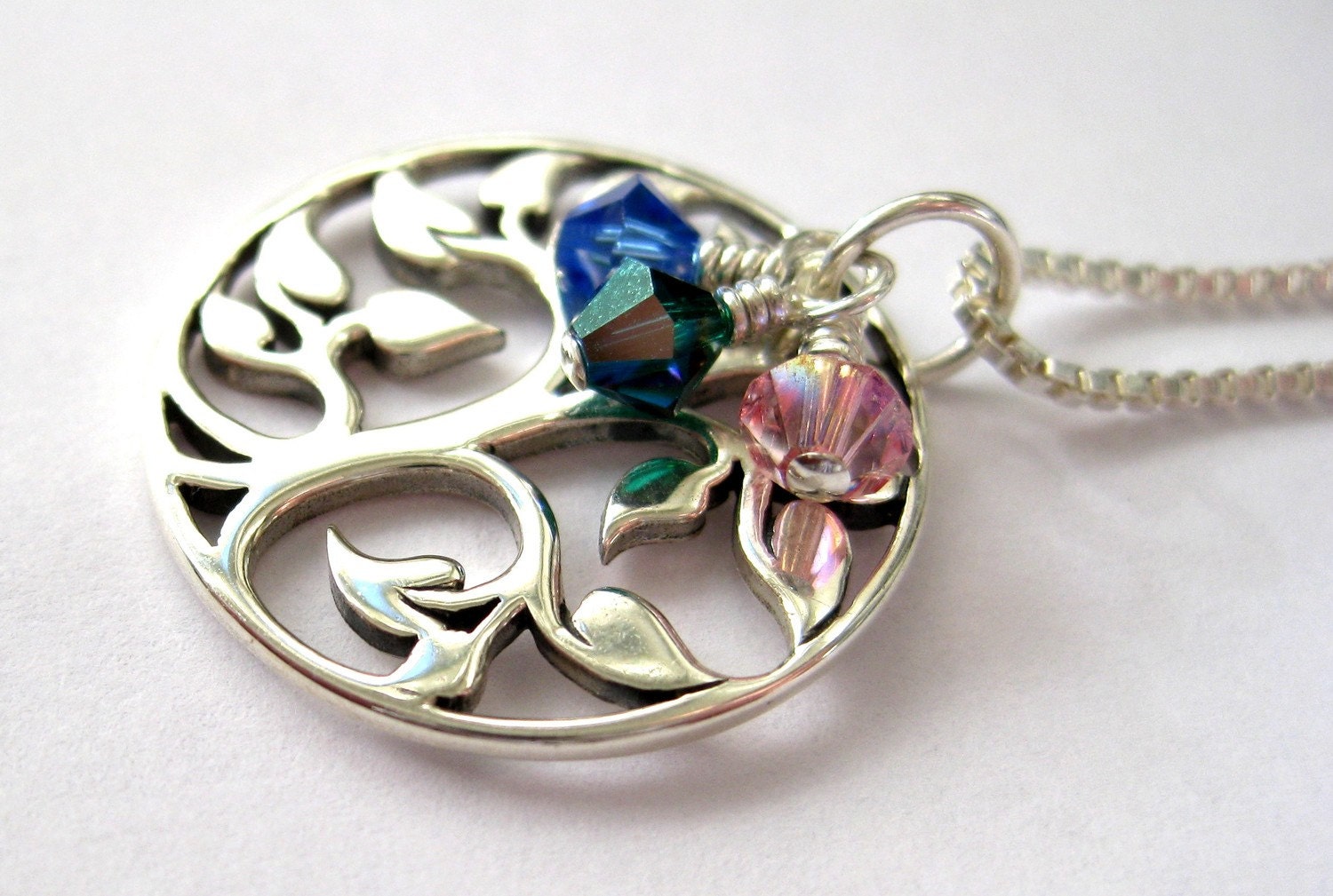 Birthstone necklace, Mothers custom sterling silver necklace, Tree of Life necklace, Personalized handmade jewelry, Family, children