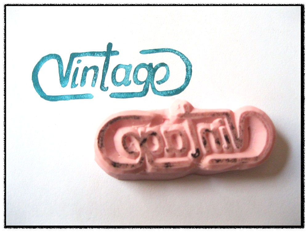 Word Vintage Hand Carved Rubber Stamp - SweetSpotStampShop