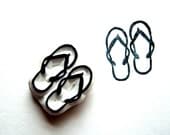 Sandals Hand Carved Rubber Stamp, Flip Flops Rubber Stamp