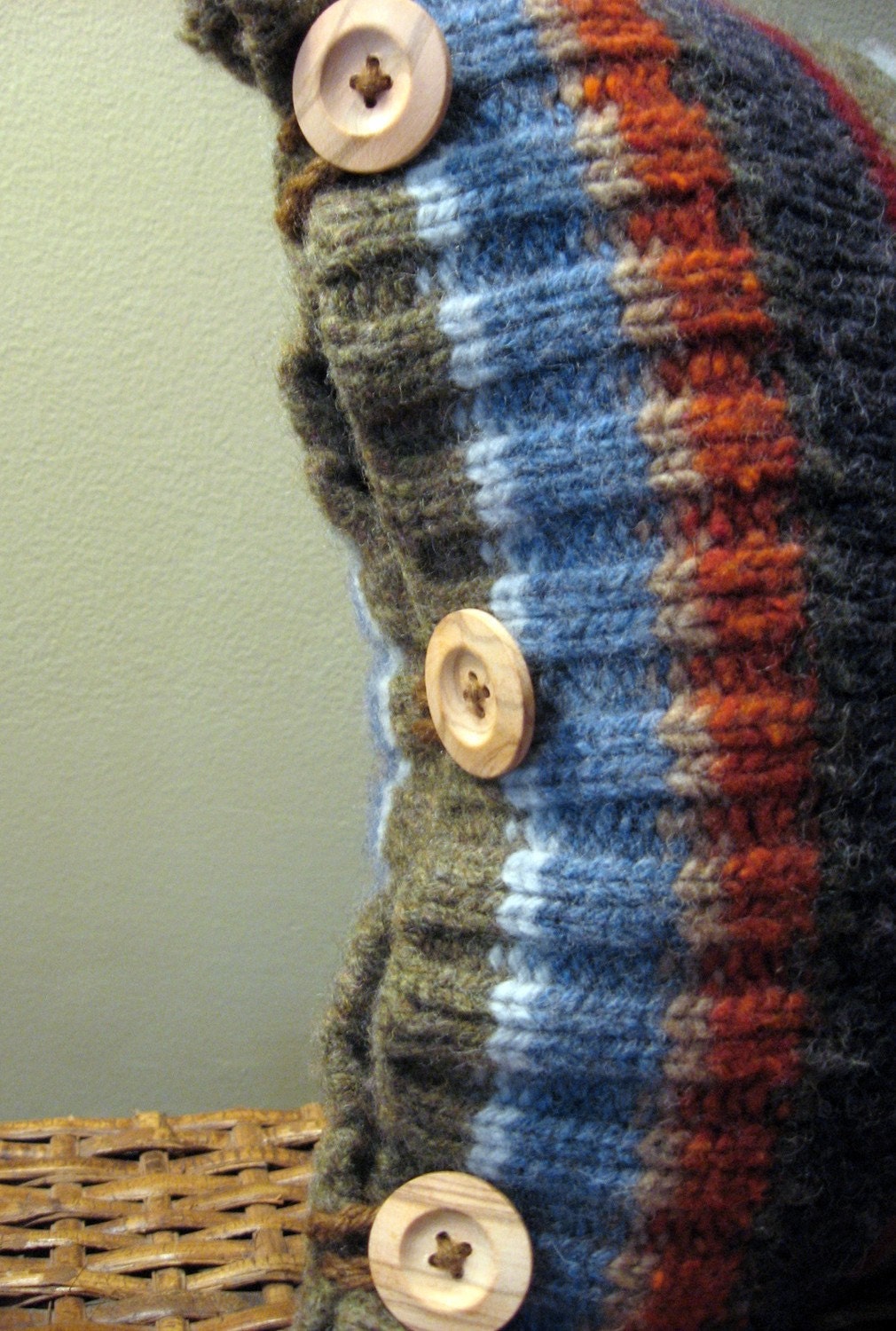 Striped Wool Upcycled Sweater Pillow