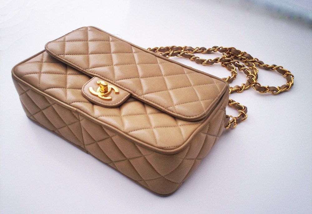 REDUCED Vintage champagne CHANEL purse