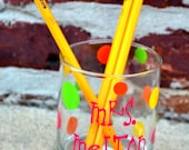 TEACHER Pencil Holder Glass Cup - Monogram - Personalized- Custom Teacher Appreciation - Student Teacher - Graduation - End of the Year