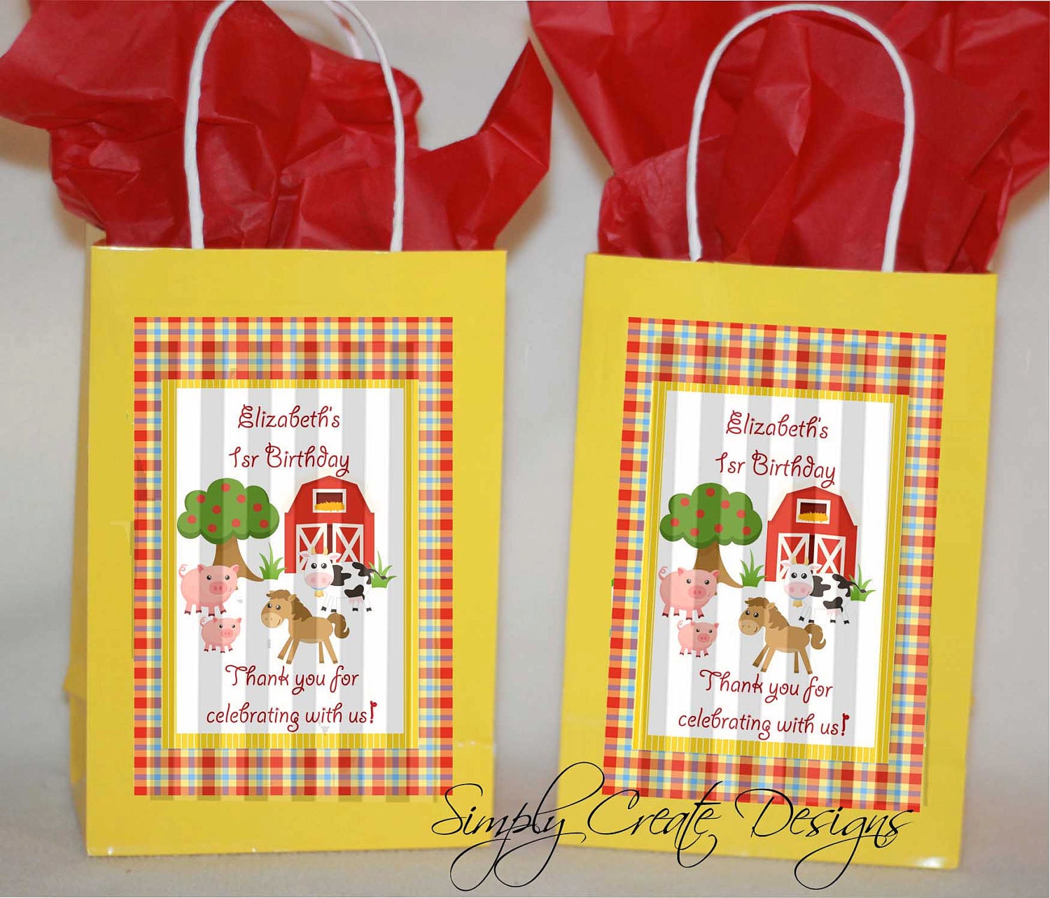 Farm Animal Party Favor Tag DIGITAL 4x6 JPEG file Personalized Il_570xn