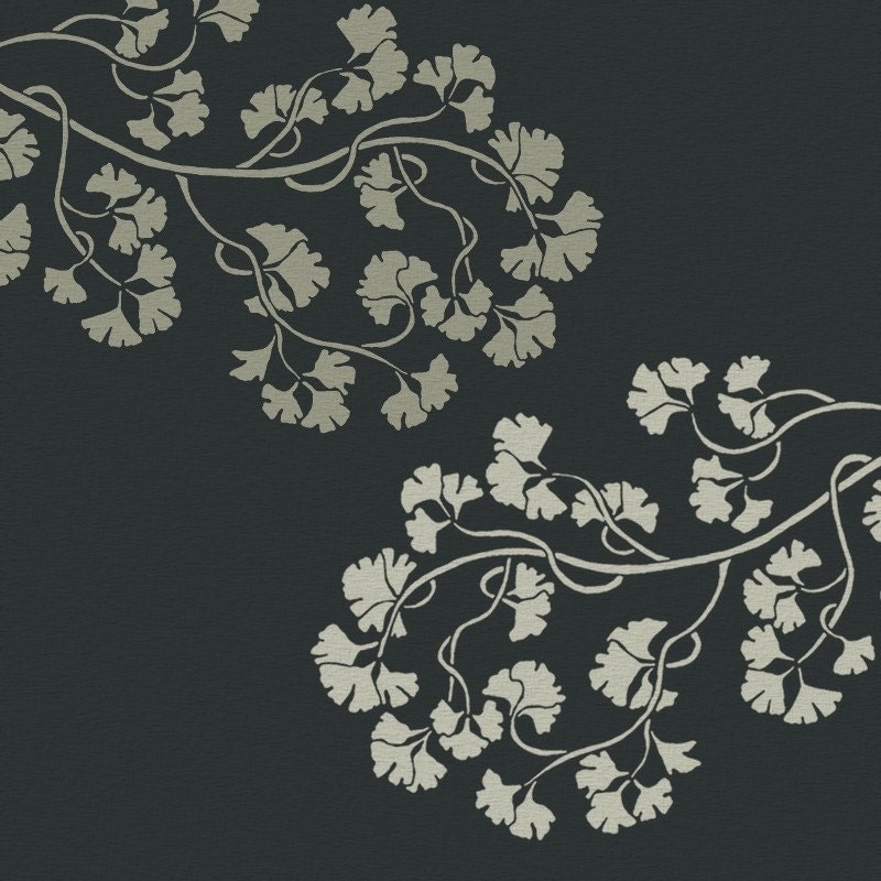STENCIL - GINKGO Branch- Large Wall Stencil - Reusable - DIY Home Decor