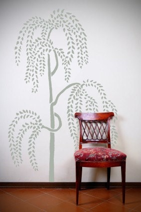 Stencil for Walls - WEEPING Tree - Large Wall STENCIL, Reusable - 5 feet tall - DIY Home Decor/Wall Art