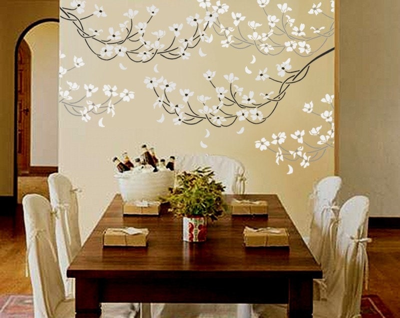 STENCIL for Walls - Flowering DOGWOOD Branch - Large, REUSABLE Flower Wall Stencil